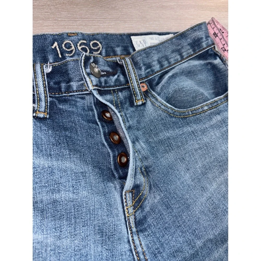 Gap 1969 Slim Fit Jeans Mens 29x32 Distressed Denim Button Fly Pants y2k comfort